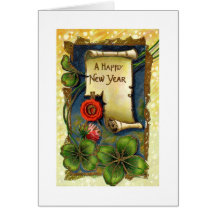 Happy New Year Scroll Greeting Cards
