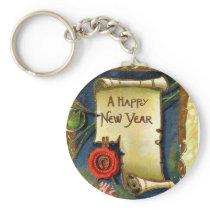 Happy New Year Scroll Keychain