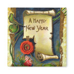 Happy New Year Scroll Refrigerator Magnet