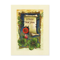 Happy New Year Scroll Postcard
