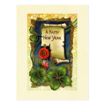 Happy New Year Scroll Postcard