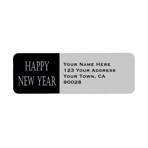 happy new year silver holiday custom return address label