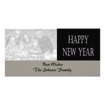 happy new year silver holiday photo card template
