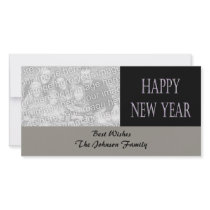 happy new year silver holiday photo card template