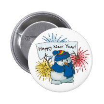happy new year snowman pin