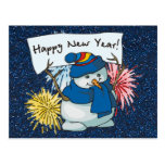 happy new year snowman postcards