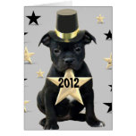 Happy New Year Staffordshire Bull Terrier card