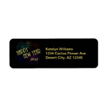 Happy New Year Star Fireworks Address Labels