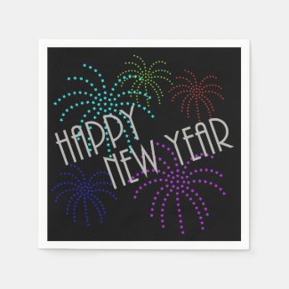 Happy New Year Star Fireworks Paper Napkins