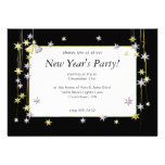 Happy New Year Stars Black Personalized Invitation