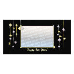 Happy New Year Stars Black Photo Cards