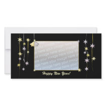 Happy New Year Stars Black photo cards