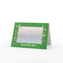 Happy New Year Stars Green (photo frame) cards