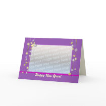 Happy New Year Stars Purple (photo frame) cards