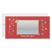 Happy New Year Stars Red Photo Greeting Card