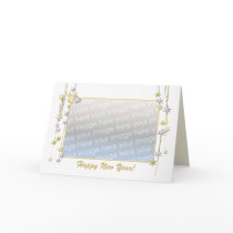 Happy New Year Stars White (photo frame) cards