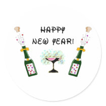Happy New Year Round Sticker