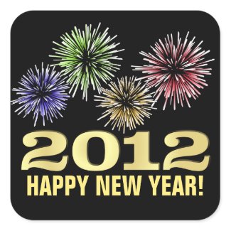 Happy New Year Stickers - 2012 with Fireworks sticker