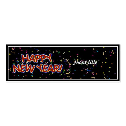 Happy New Year's Text with Confetti Business Cards (front side)