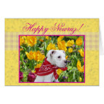 Happy Nowruz boxer puppy greeting card