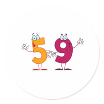 Happy Number 59 Round Stickers