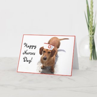 Happy Nurses Day Dachshund greeting card card
