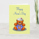 Happy Nurse's Day teddy bear wearing nurse hat card