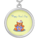 Happy Nurse's Day teddy bear wearing nurse hat necklace
