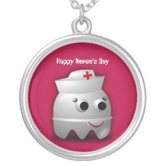 Happy Nurse's Day with computer character as nurse necklace