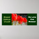 Happy Nurses Week Banner Posters Red Tulips