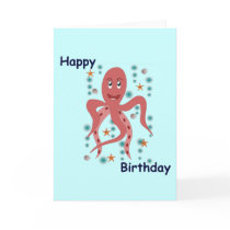 Happy Octopus Happy Birthday Greeting Card