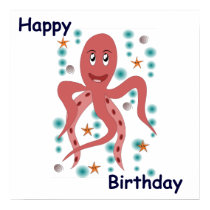 Happy Octopus Happy Birthday Posters