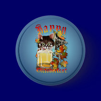 Happy Oktoberfest Beer Kitty Buttons