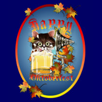 Happy Oktoberfest Beer Kitty Oval Shirts