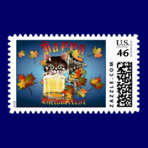 Happy Oktoberfest Beer Kitty Postage postage