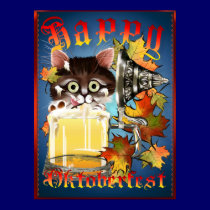 Happy Oktoberfest Beer Kitty Poster posters