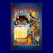 Happy Oktoberfest Beer Kitty Poster posters