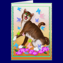 Happy Orange Cat and Soft Butterflies cards