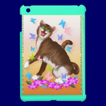 Happy Orange Cat and Soft Butterflies iPad Mini C ipad mini cases