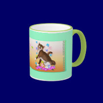 Happy Orange Cat and Soft Butterflies mug mugs