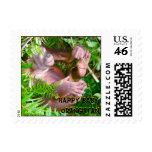 Happy Orangutan Baby in Rainforest stamps