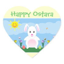 Happy Ostara Bunny Rabbit Heart Stickers