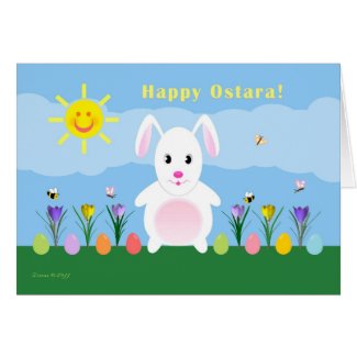 Happy Ostara - Vernal Equinox - Rabbit in Garden card