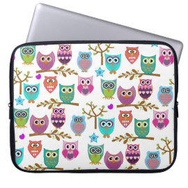 happy owls laptop computer sleeve