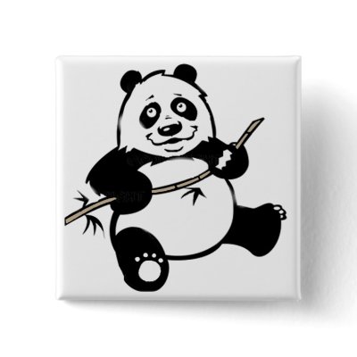 Happy Panda Bear Button