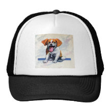 Happy Panting Beagle Dog Trucker Hats