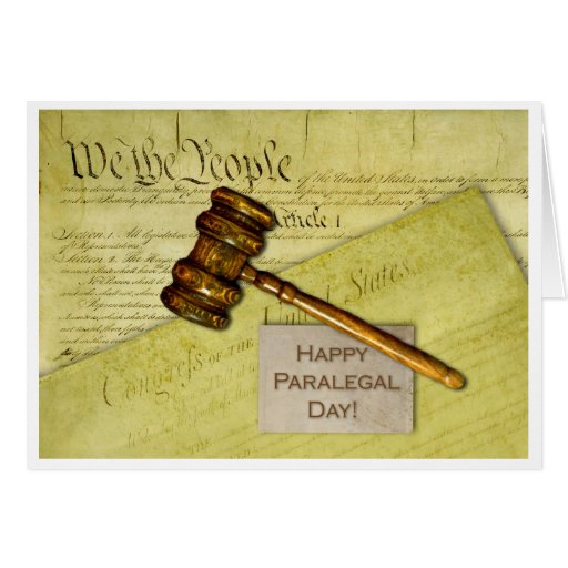 Happy Paralegal Day, Documents and Gavel Greeting Card | Zazzle
