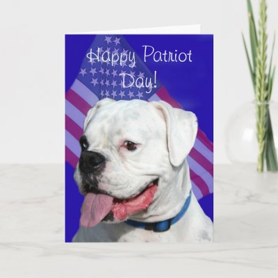 Happy Patriot Day White Boxer Dog greeting card card