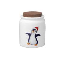 Happy Penguin Christmas holiday candy jar candy jars