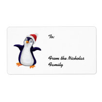 Happy Penguin Christmas Present labels (L) labels